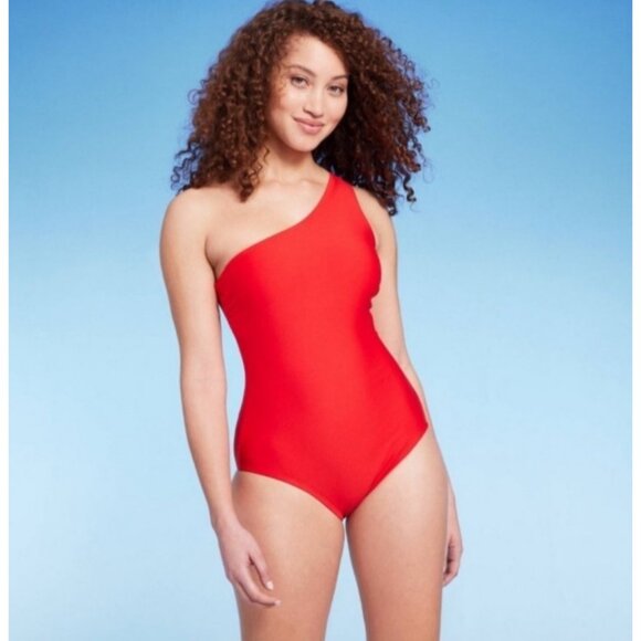 Kona Sol Other - Kona Sol Red One Shoulder One Piece Swimsuit Size Large New